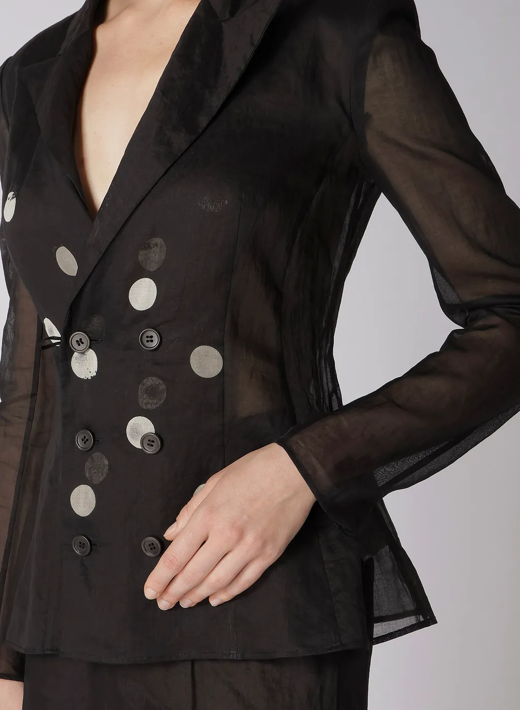 Dot Grey Discharge Print 6B Double Jacket