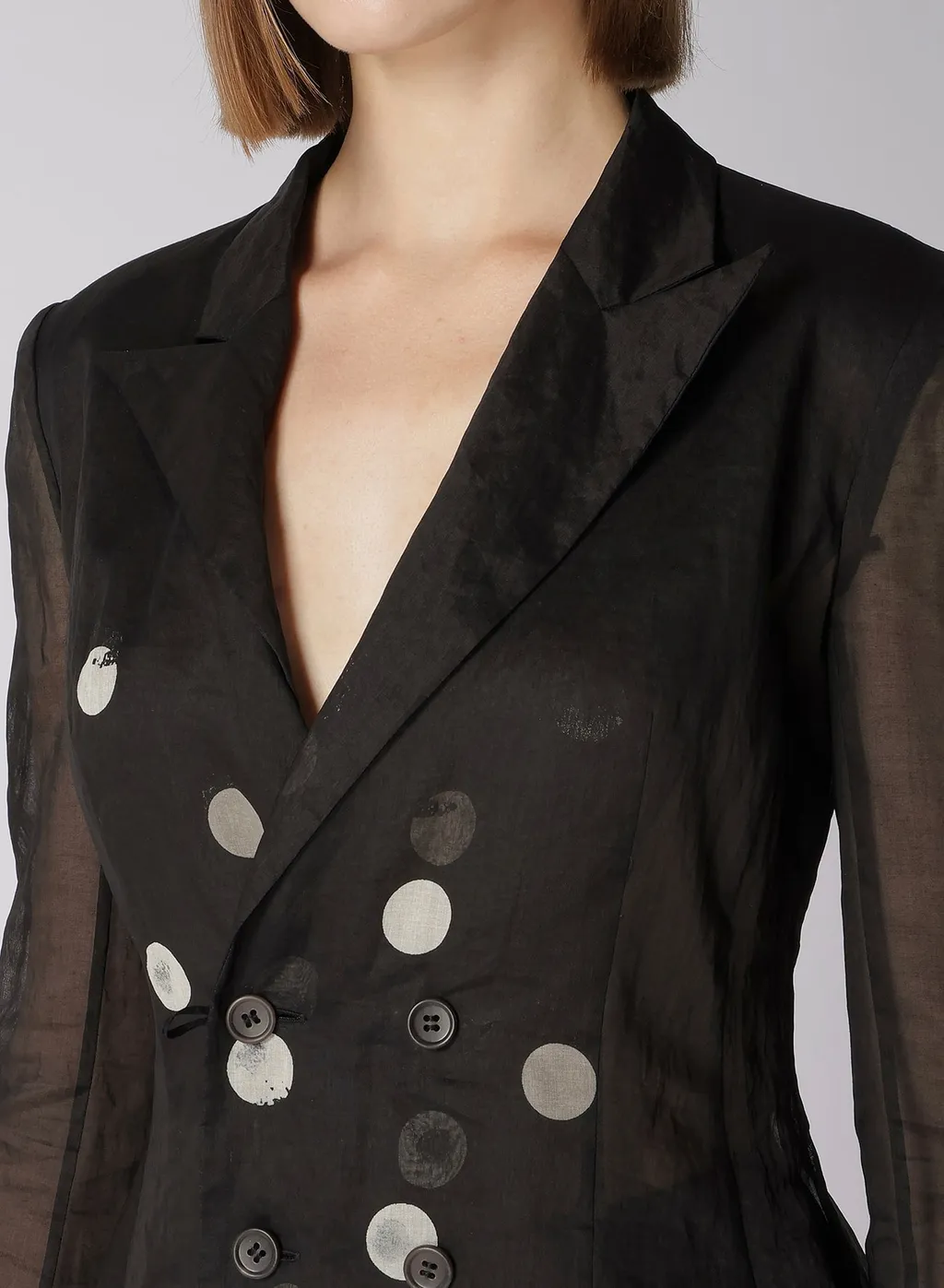 Dot Grey Discharge Print 6B Double Jacket