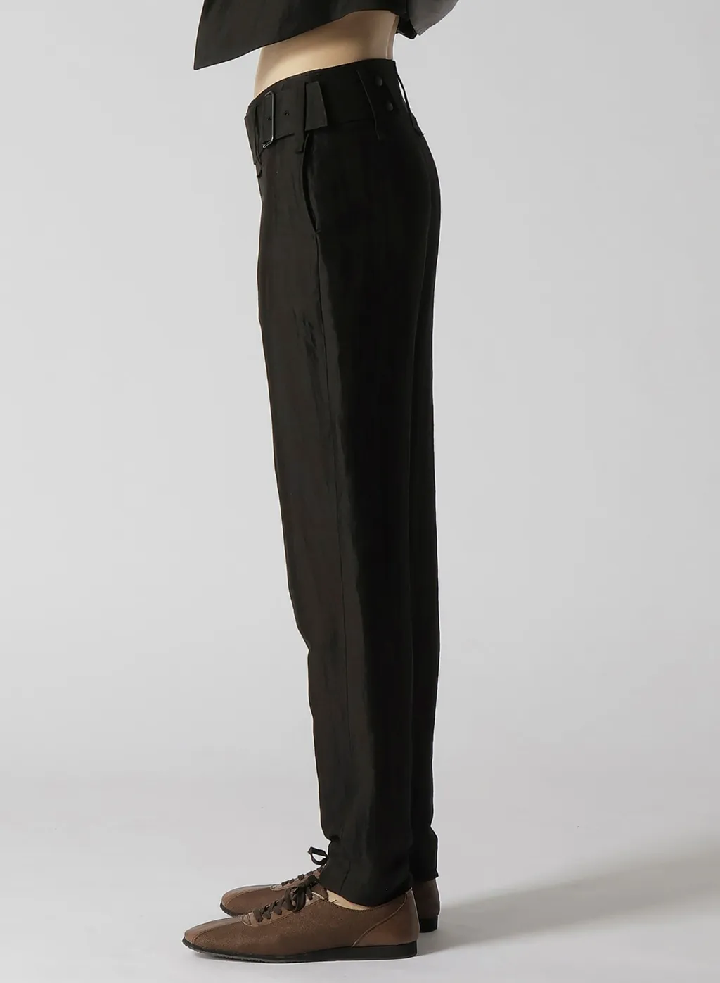 High Twisted Gabardine Low-Rise Belted Pants