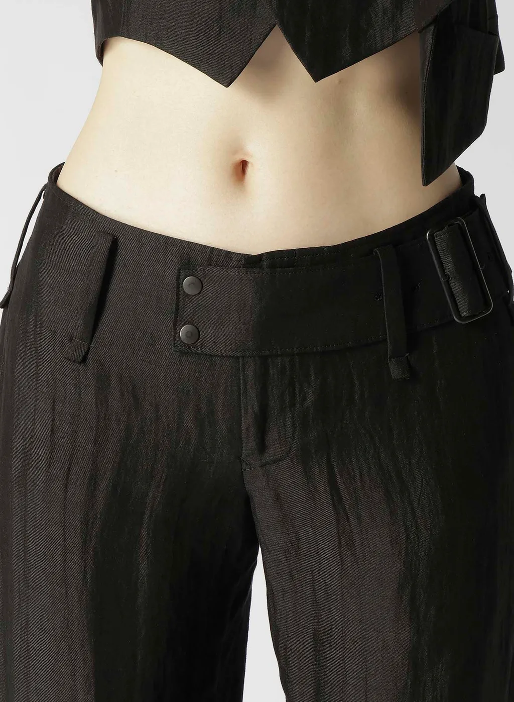 High Twisted Gabardine Low-Rise Belted Pants