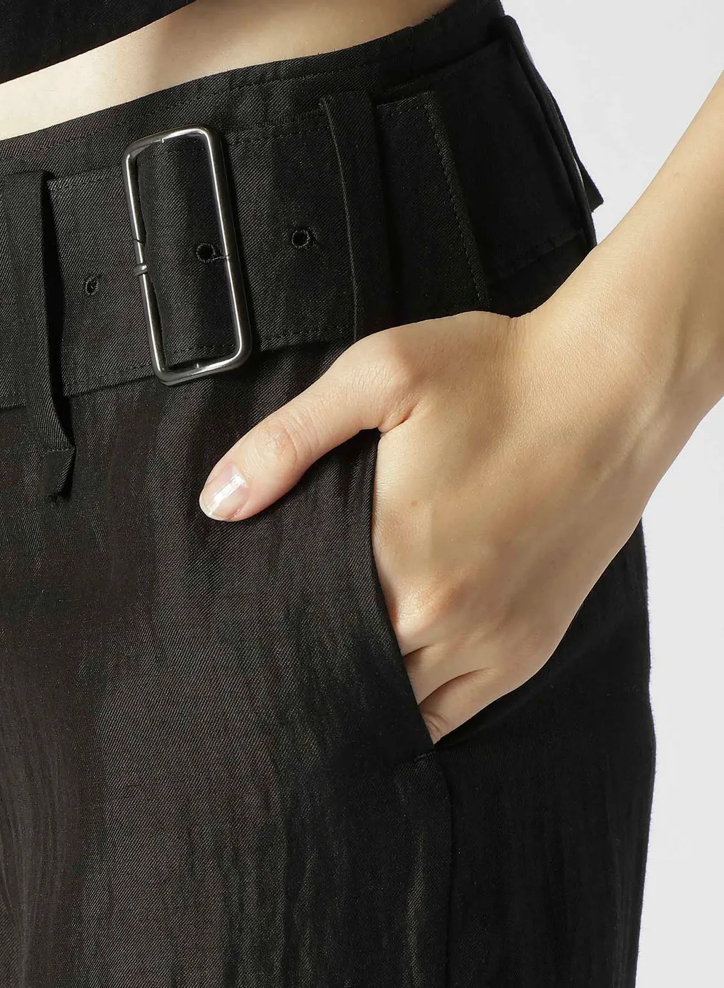High Twisted Gabardine Low-Rise Belted Pants