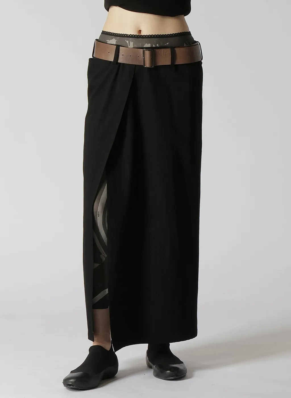 7.6Oz Uneven Yarn Denim Belted Wrap Skirt