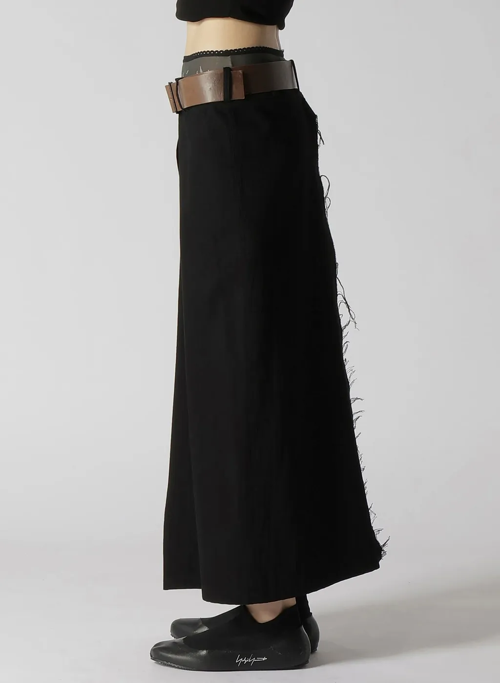 7.6Oz Uneven Yarn Denim Belted Wrap Skirt