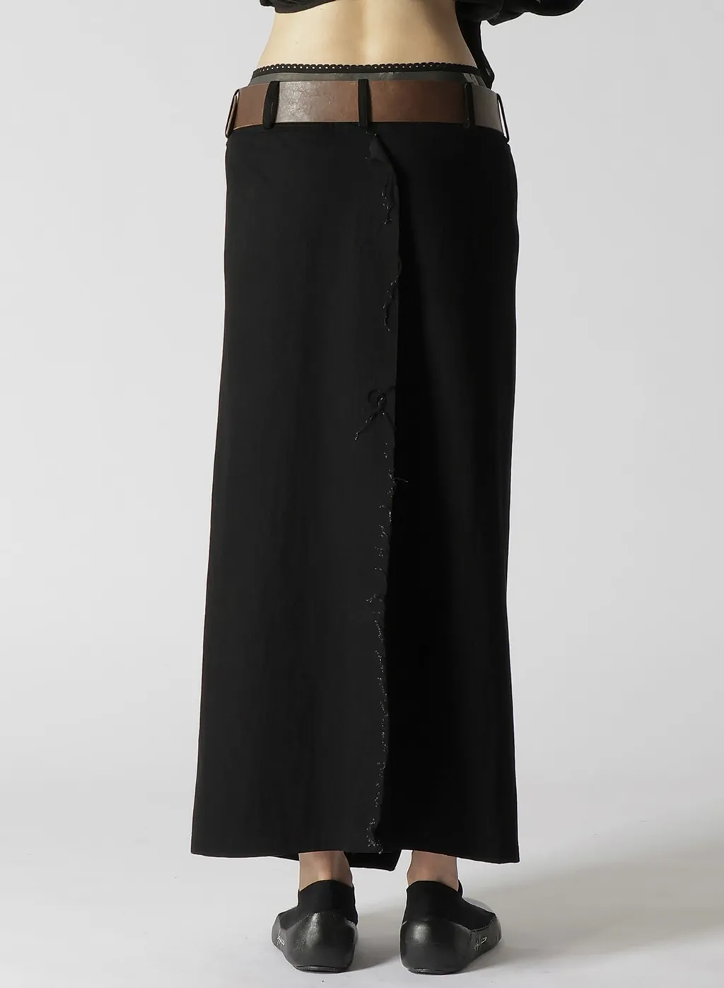 7.6Oz Uneven Yarn Denim Belted Wrap Skirt