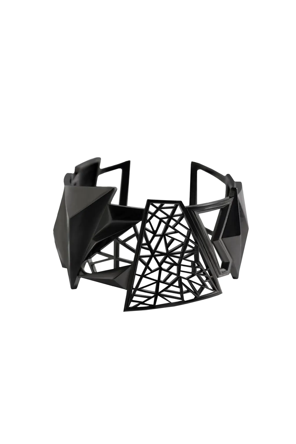 Tin Alloy Gunmetal Crumble Bangle Blk
