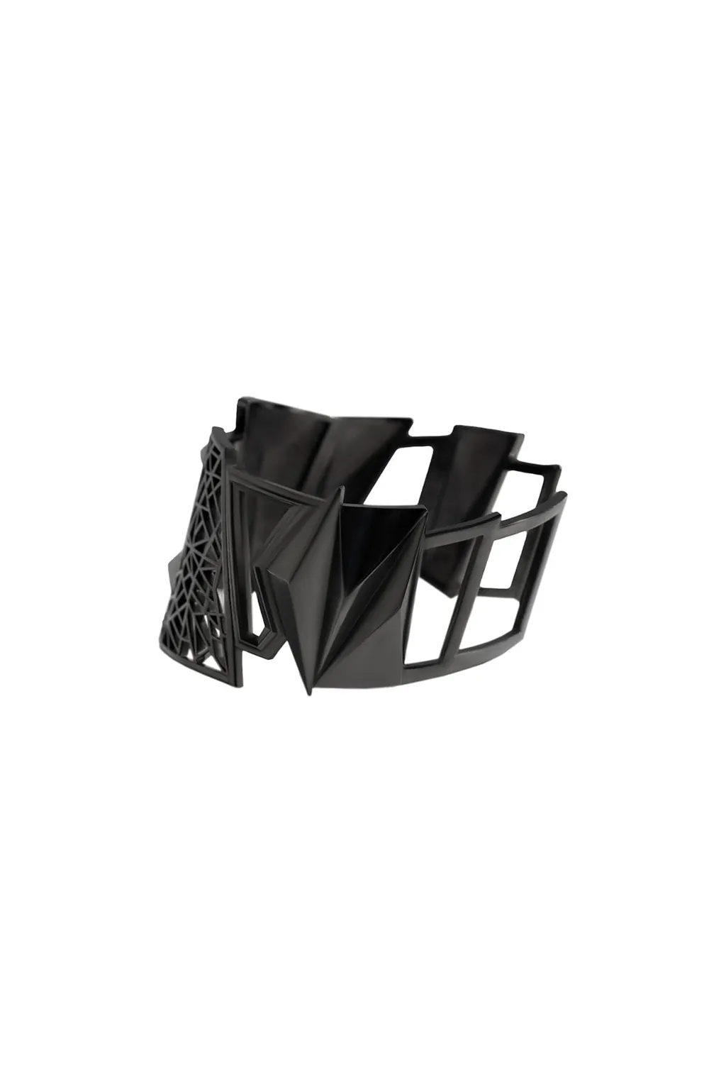 Tin Alloy Gunmetal Crumble Bangle Blk