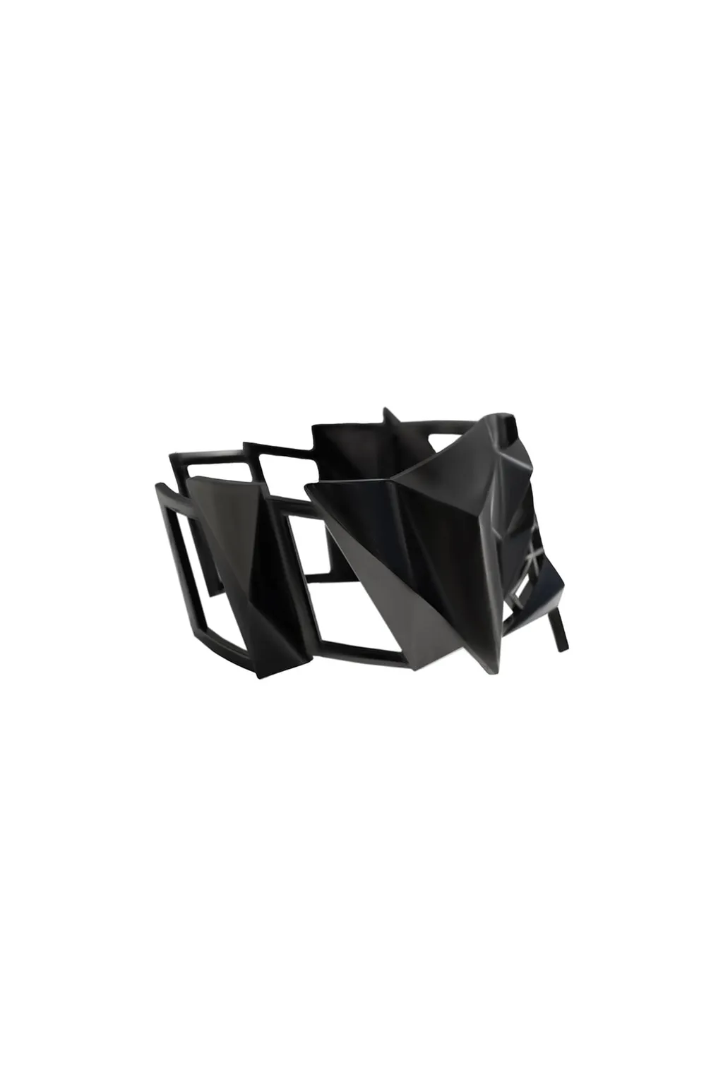 Tin Alloy Gunmetal Crumble Bangle Blk