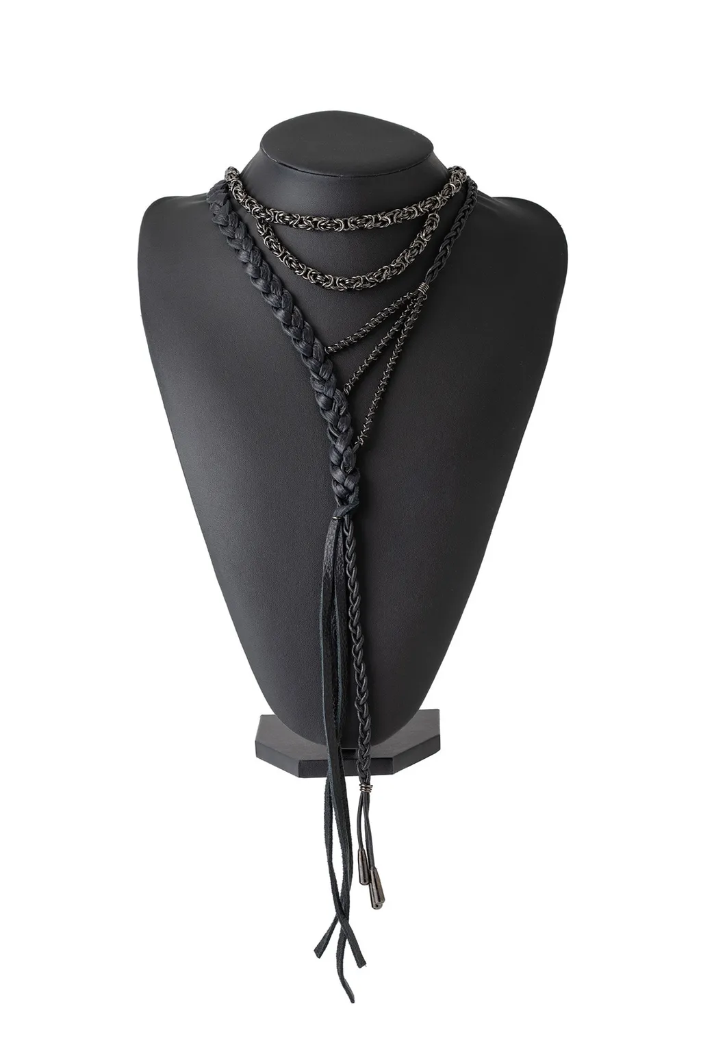 Cow Leather/Brass Bk Void Necklace