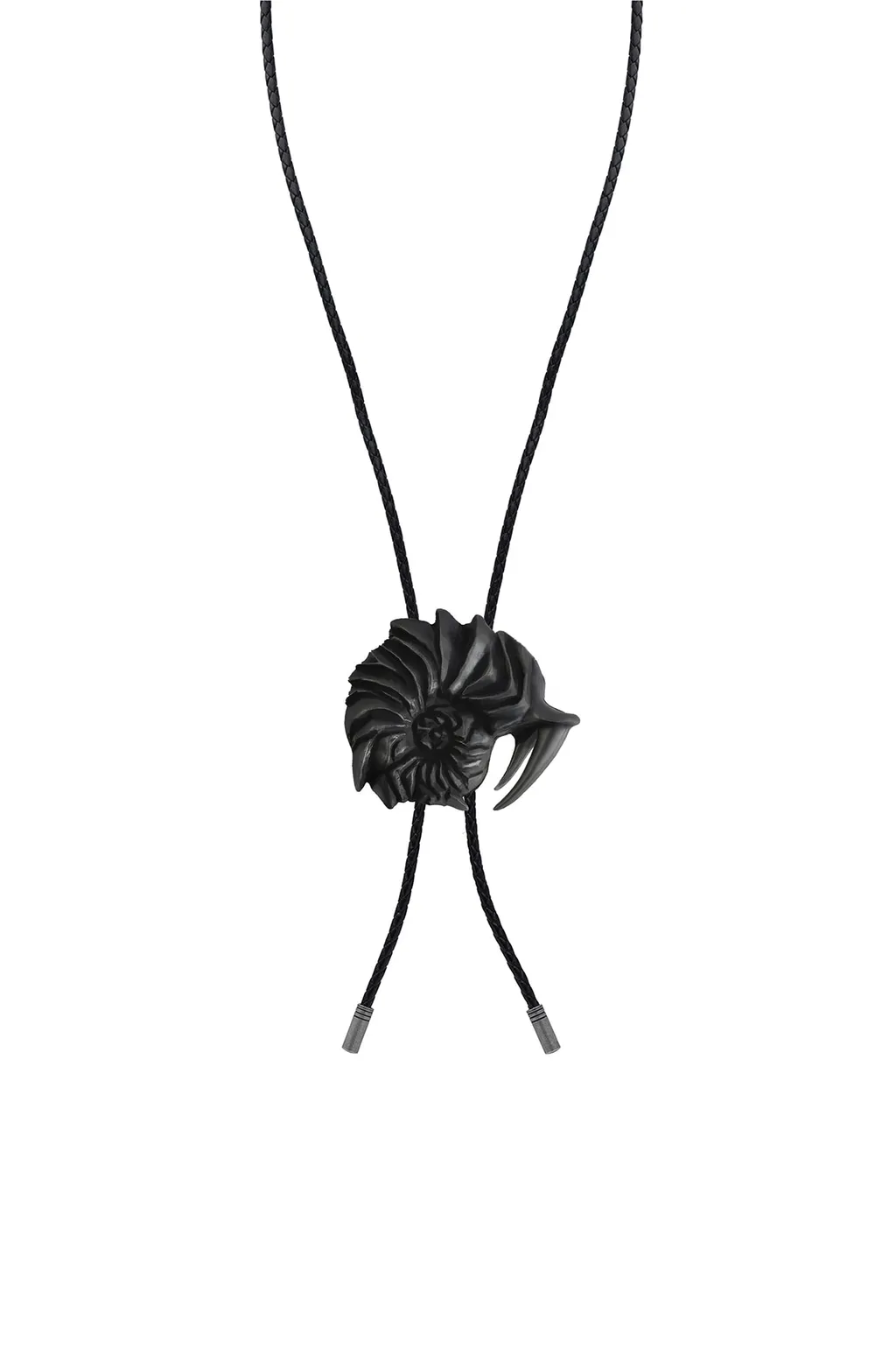 Brass Leather Vortex Necklace/Silver
