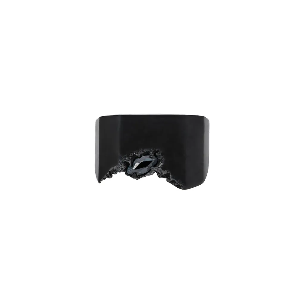 W Bronze Onyx Orushed Ring Blk