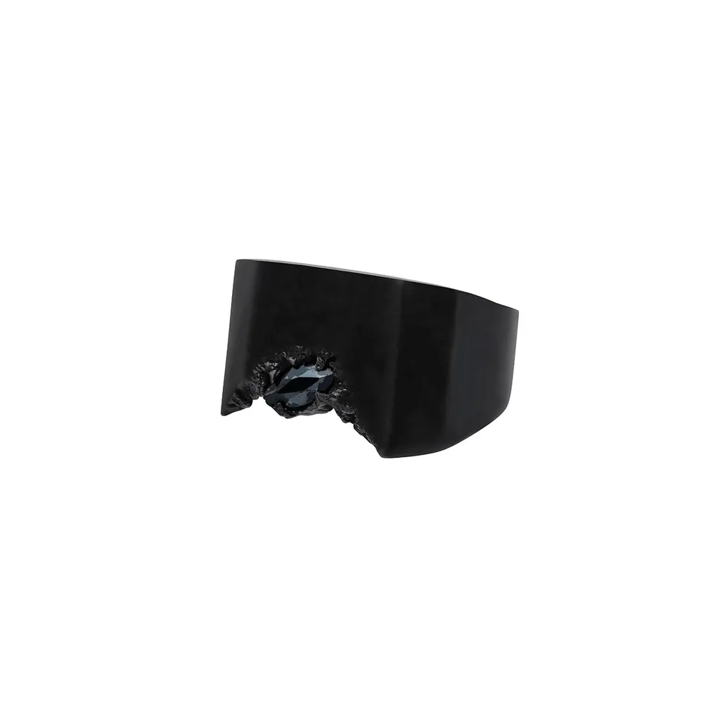 W Bronze Onyx Orushed Ring Blk