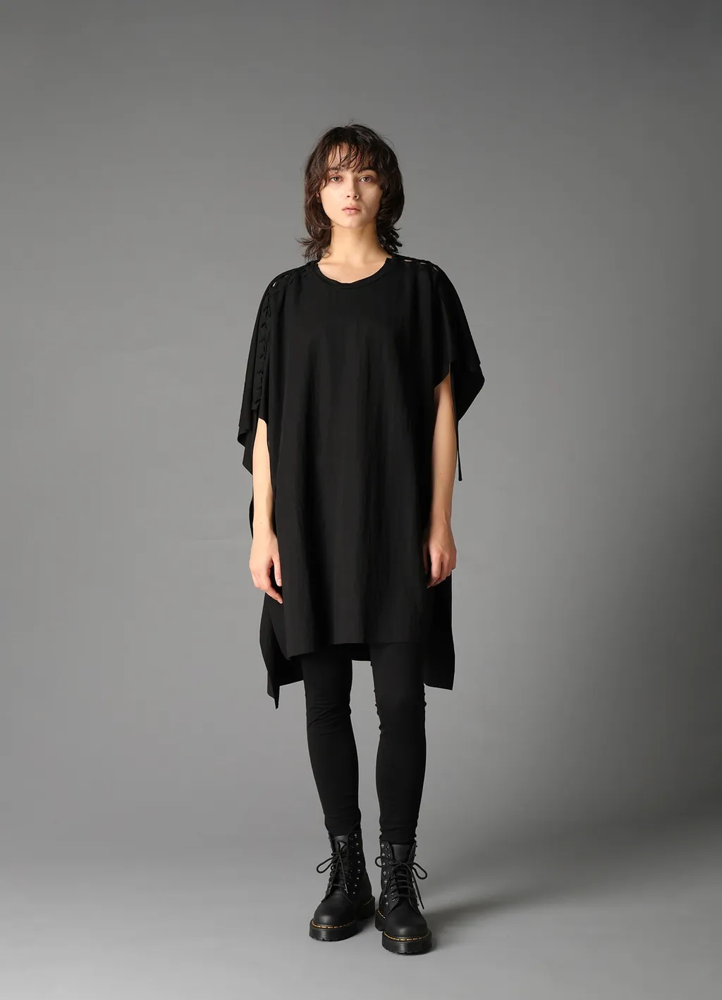 Natural Smooth Lace Up Asymmetric Tee