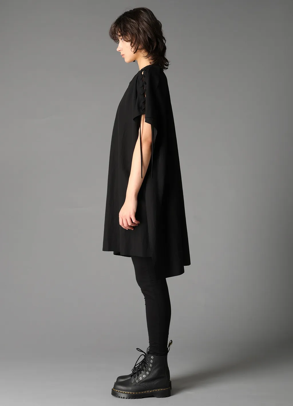 Natural Smooth Lace Up Asymmetric Tee