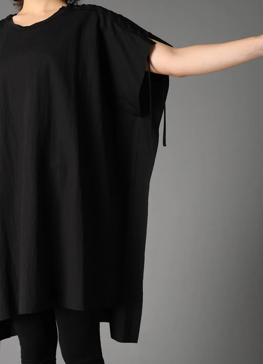 Natural Smooth Lace Up Asymmetric Tee