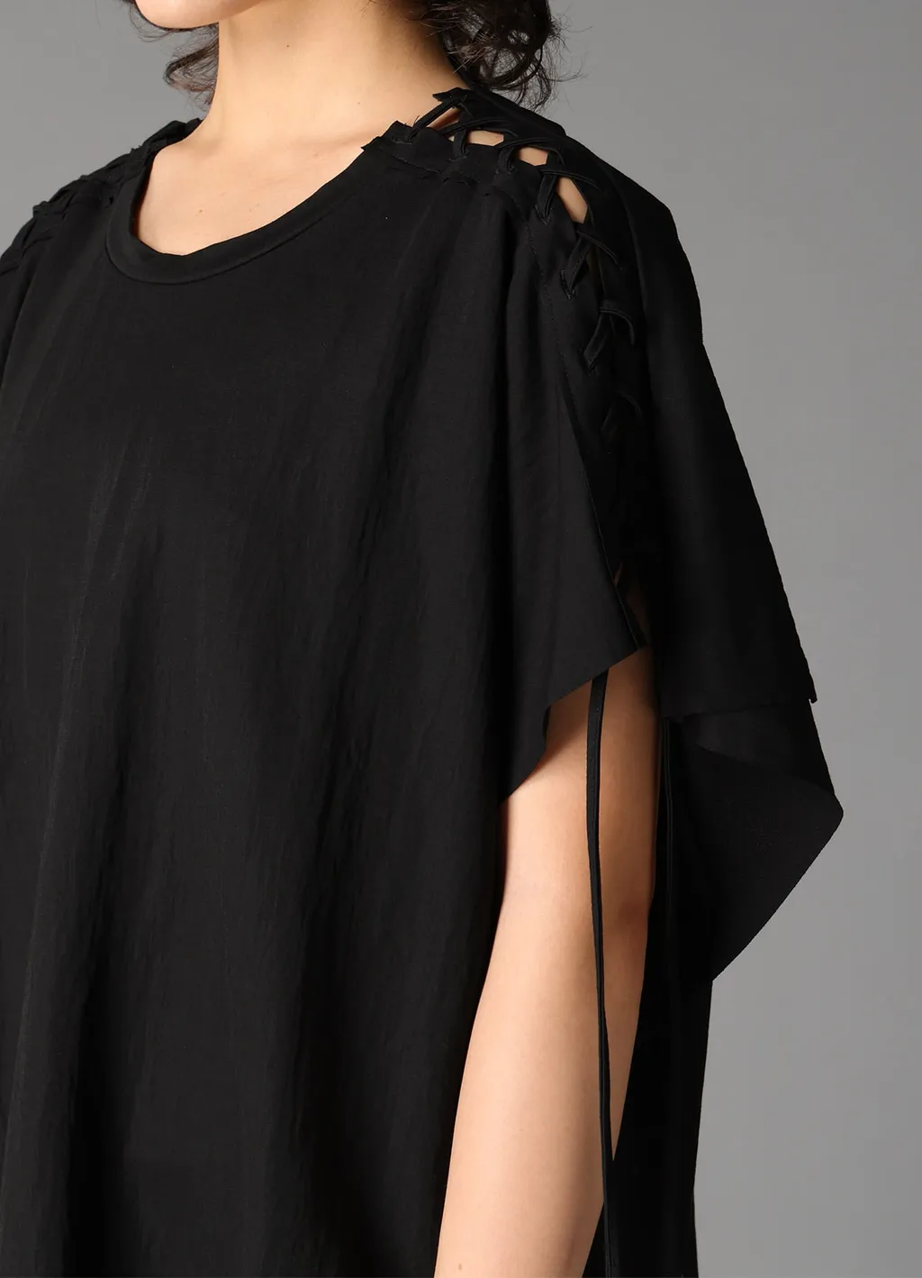 Natural Smooth Lace Up Asymmetric Tee