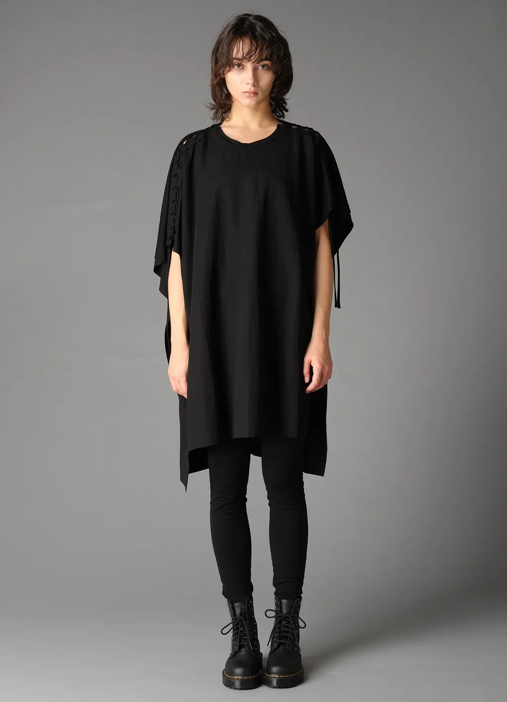 Natural Smooth Lace Up Asymmetric Tee
