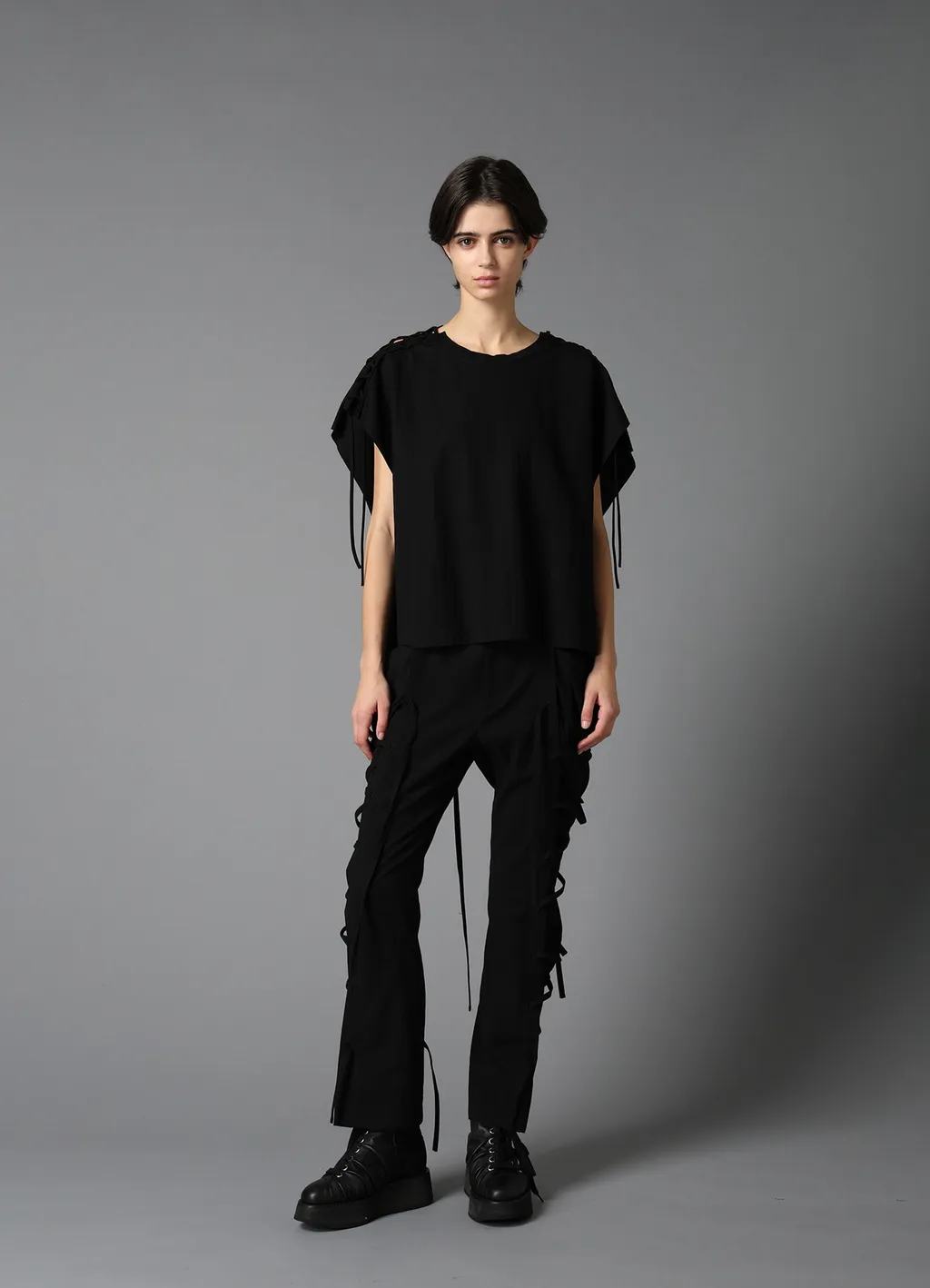Natural Smooth Lace Up Square Tee