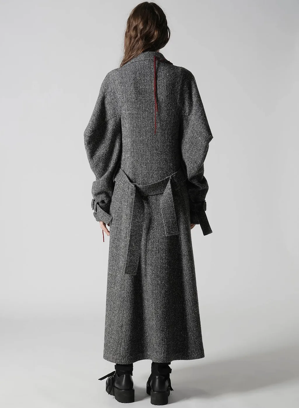 Nep Tweed Trench Coat With Belt