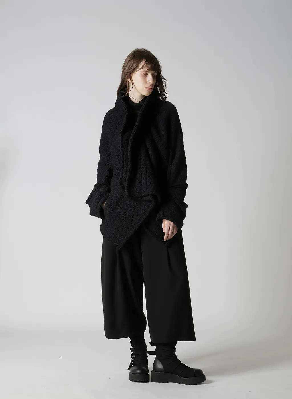 Loop Inlay Frilled Collar Jacket
