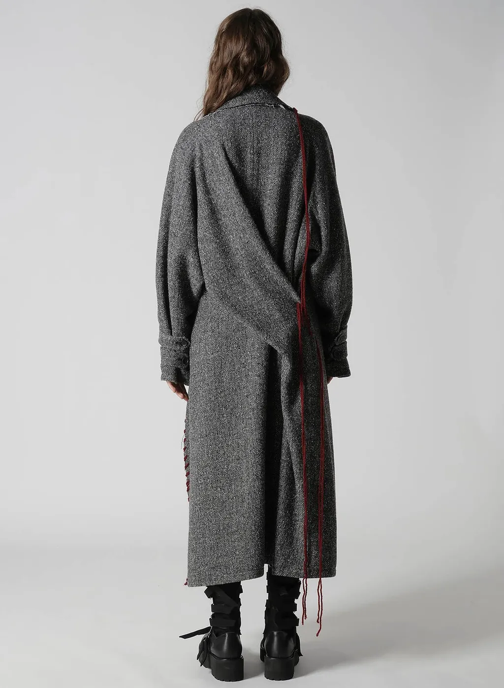 Nep Tweed Back Drape Trench Coat