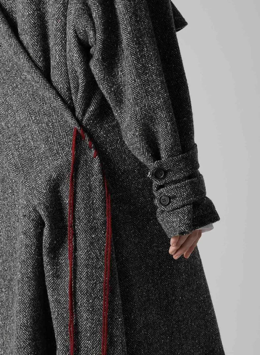 Nep Tweed Back Drape Trench Coat