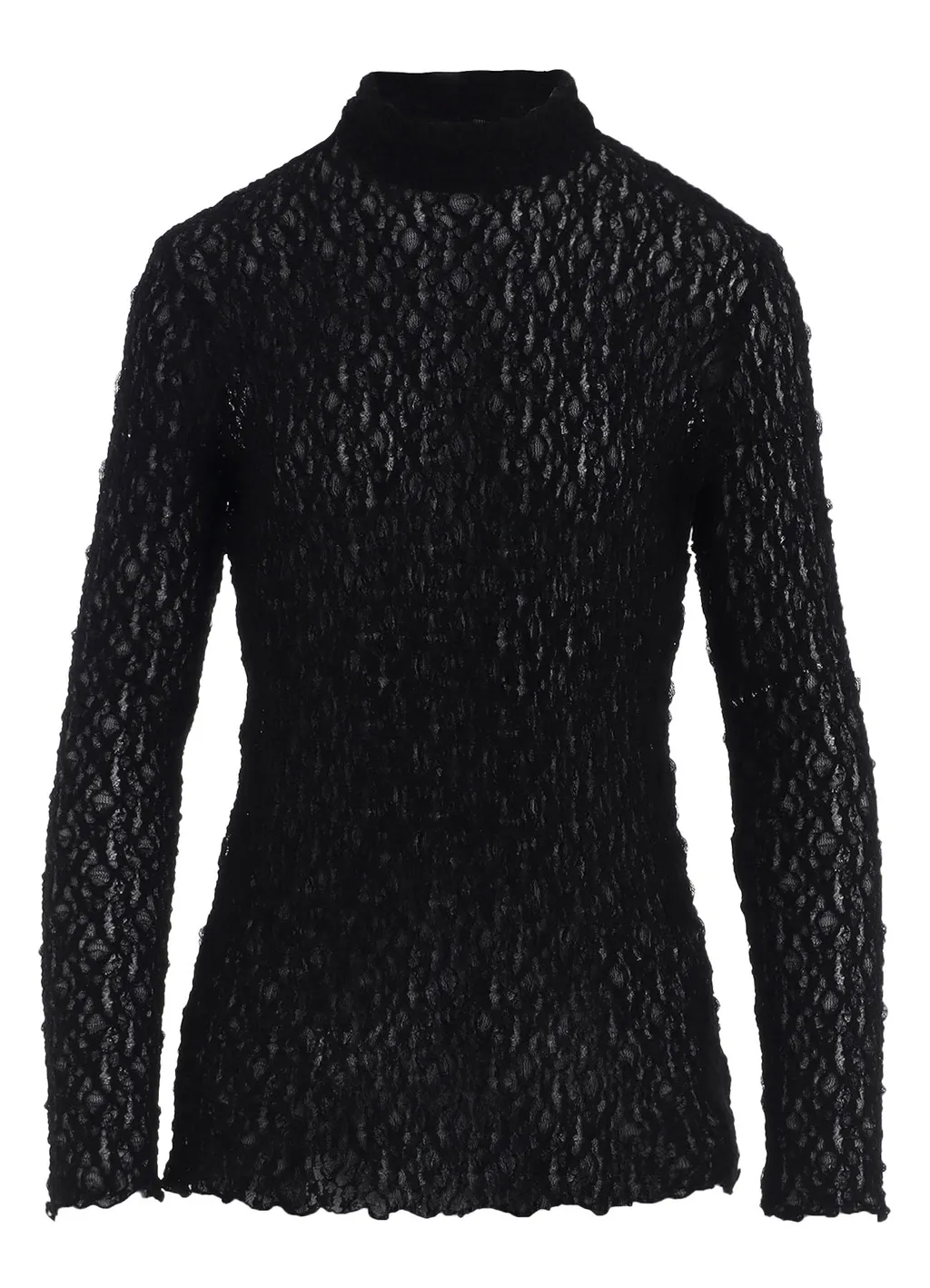 Flower Shirring High Neck Pullover