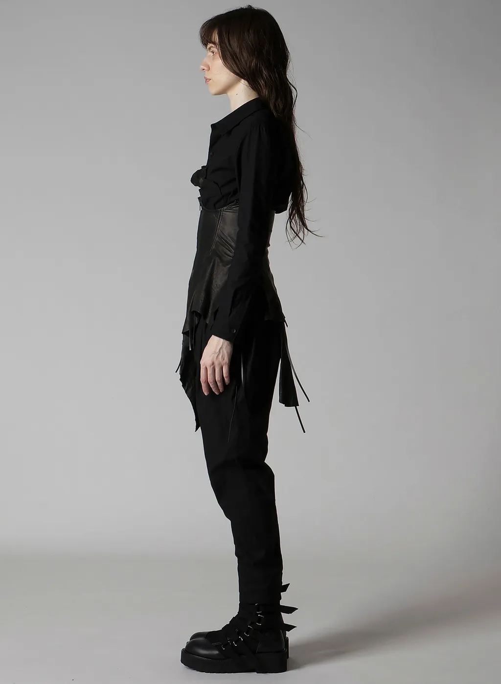 Tied Wrinkle Leather Bustier