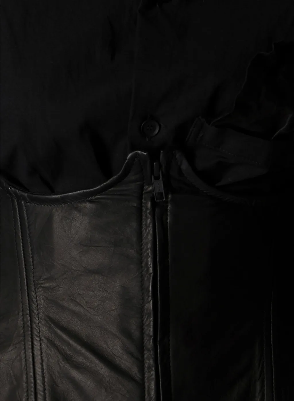 Tied Wrinkle Leather Bustier