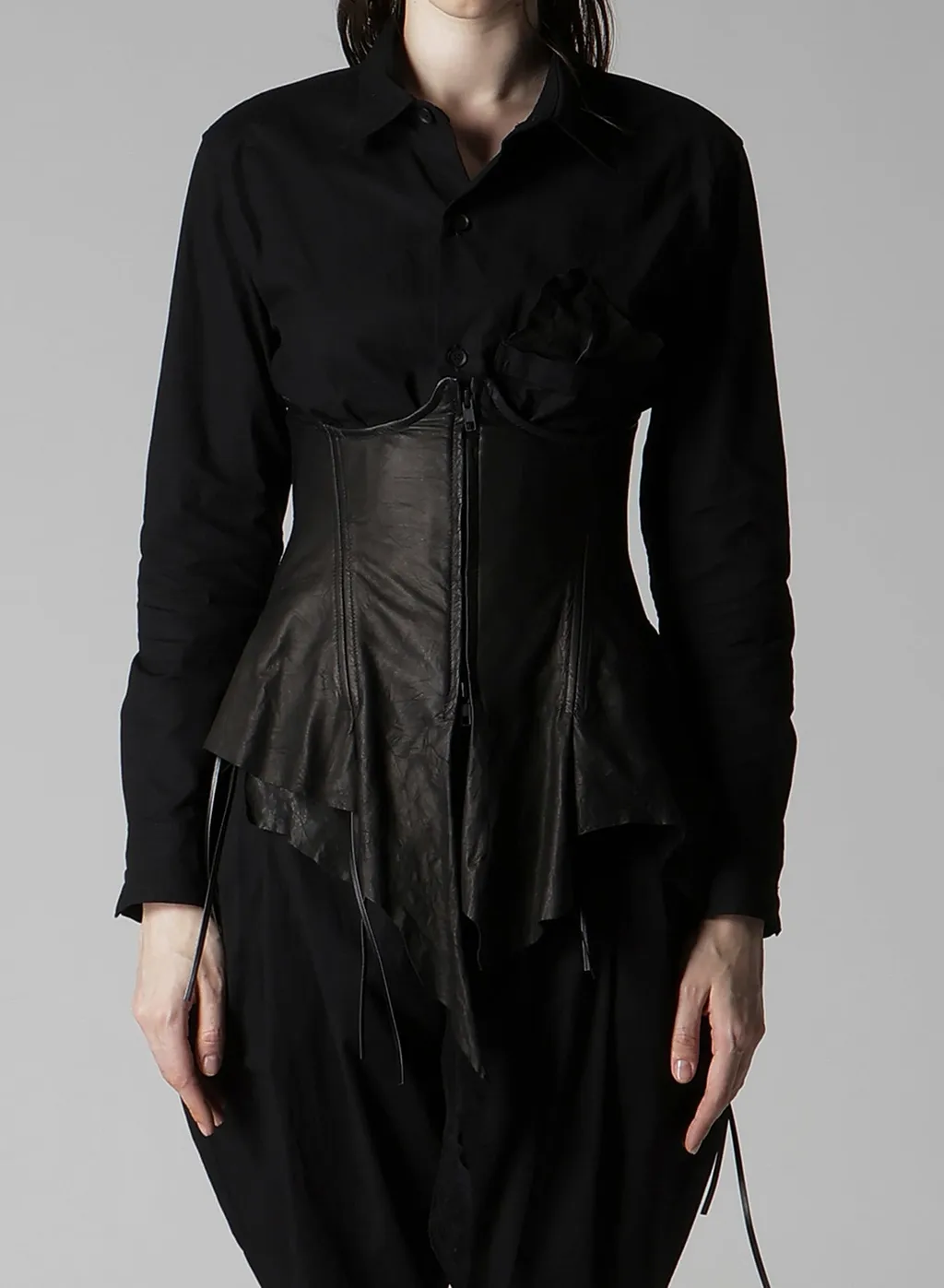 Tied Wrinkle Leather Bustier