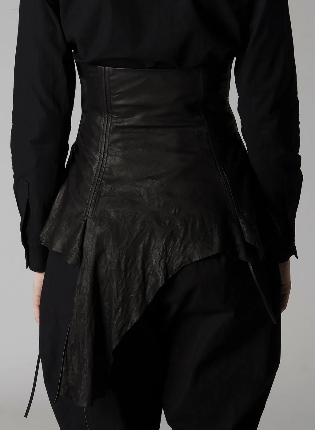 Tied Wrinkle Leather Bustier