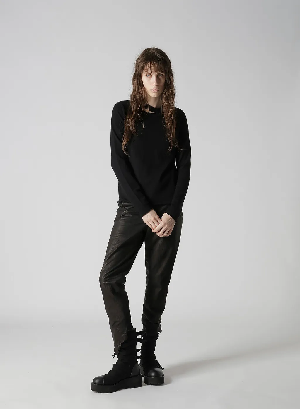 Cashmere Single Jersey Round Neck Slit Knit