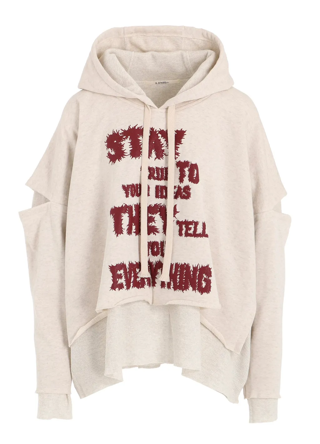 Stay True Print Layered Short Hoodie