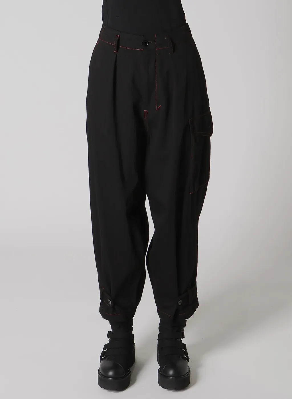 Black Denim Tab Pants