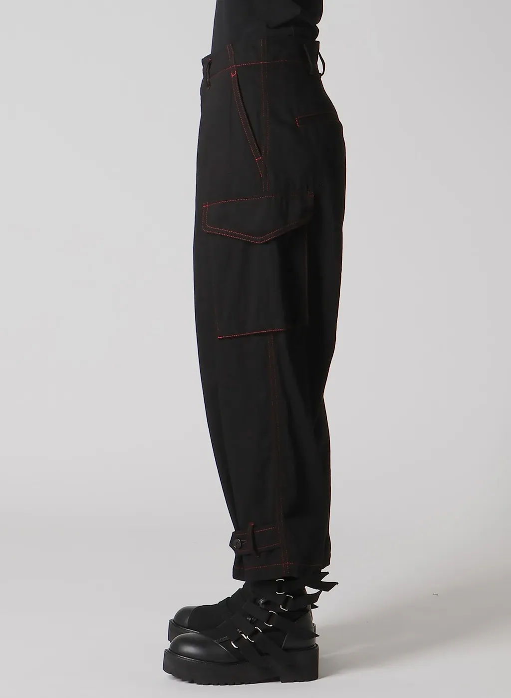 Black Denim Tab Pants