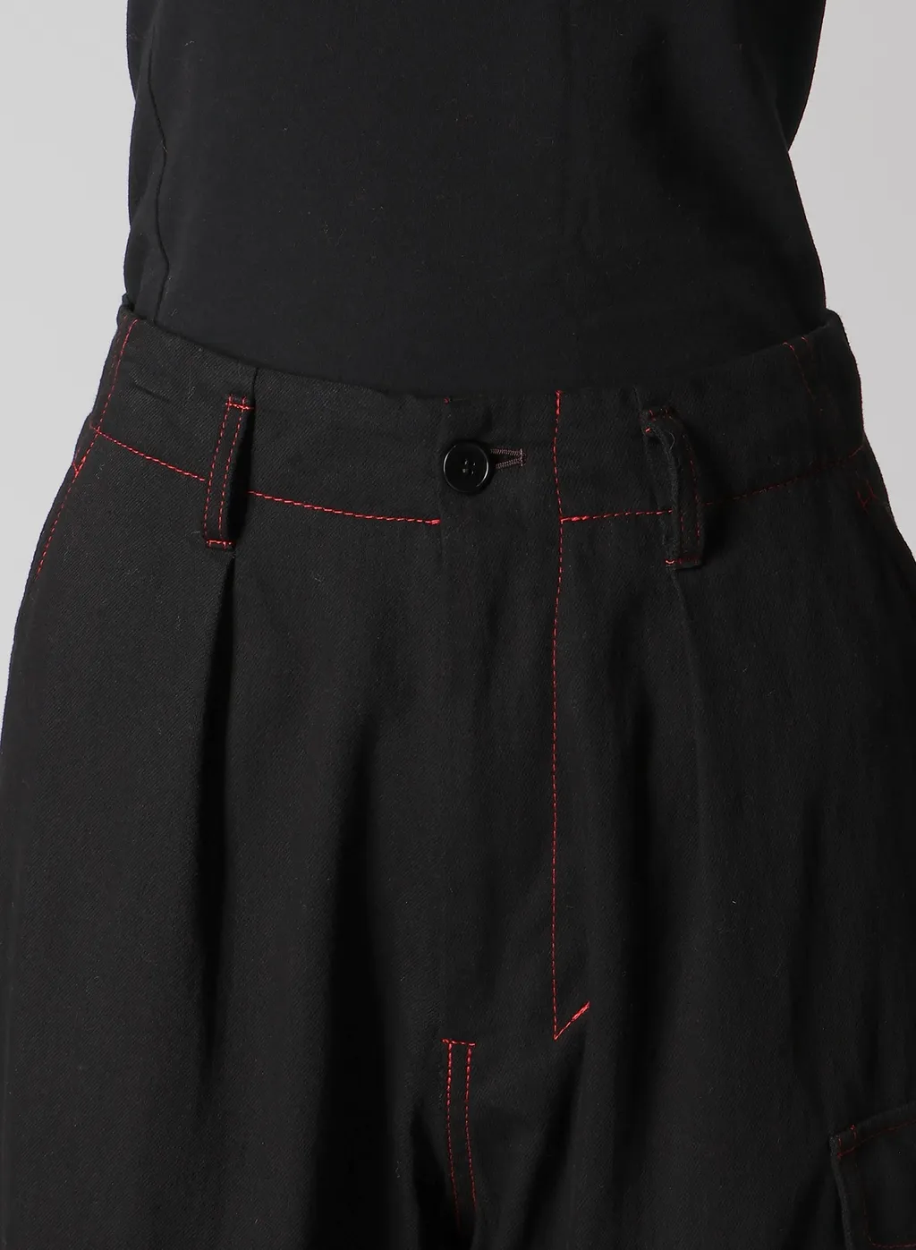Black Denim Tab Pants