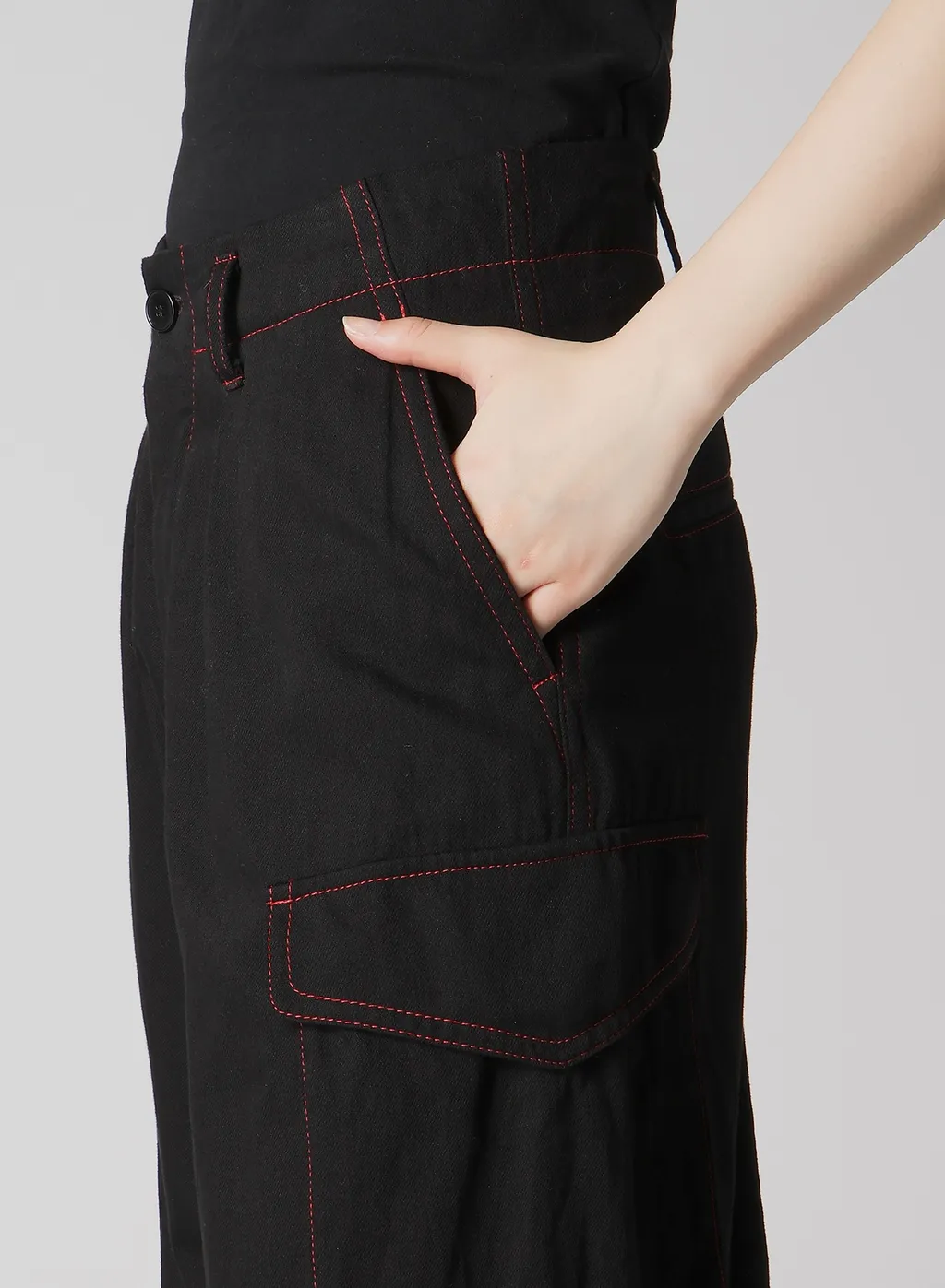 Black Denim Tab Pants