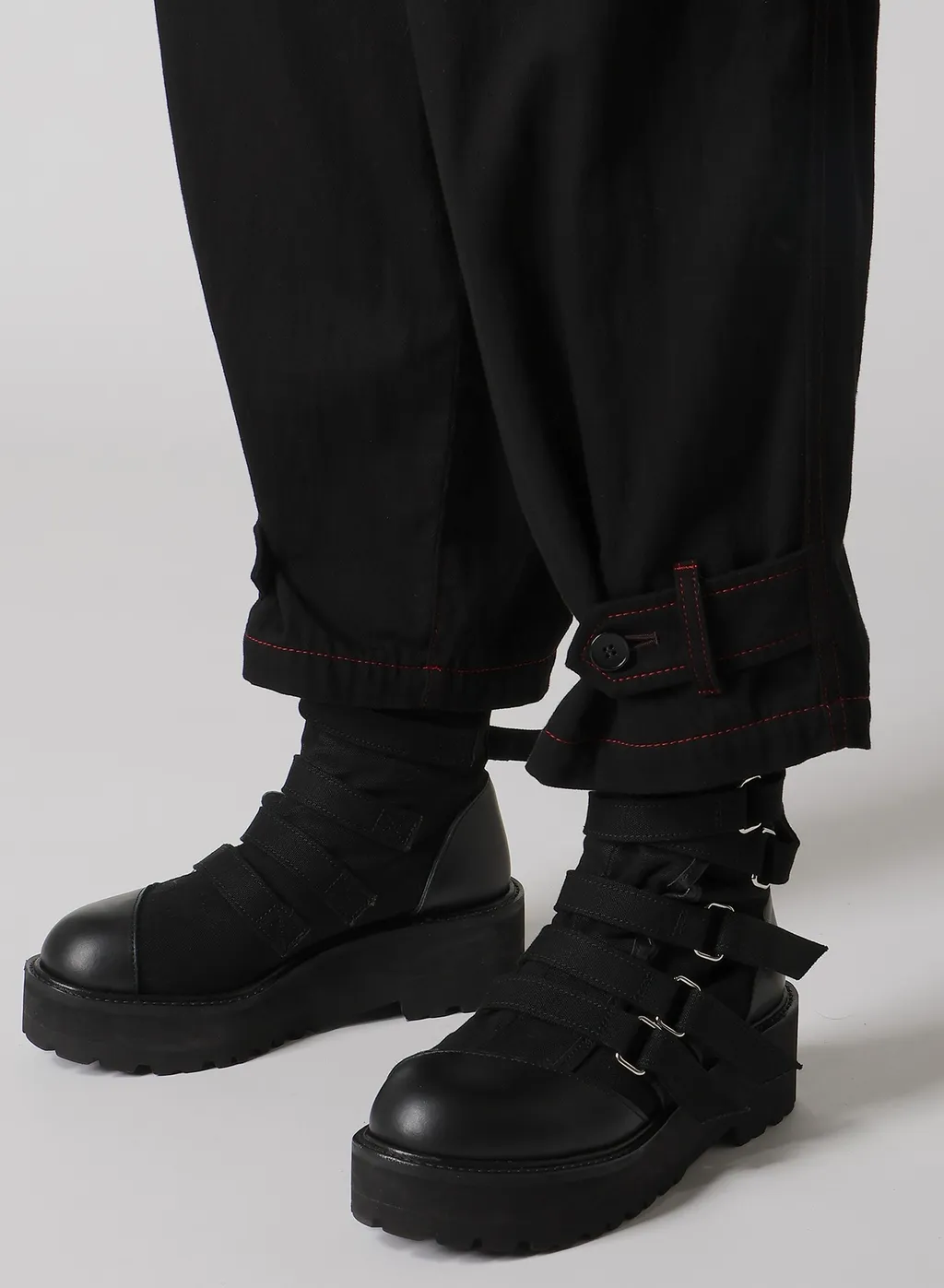 Black Denim Tab Pants