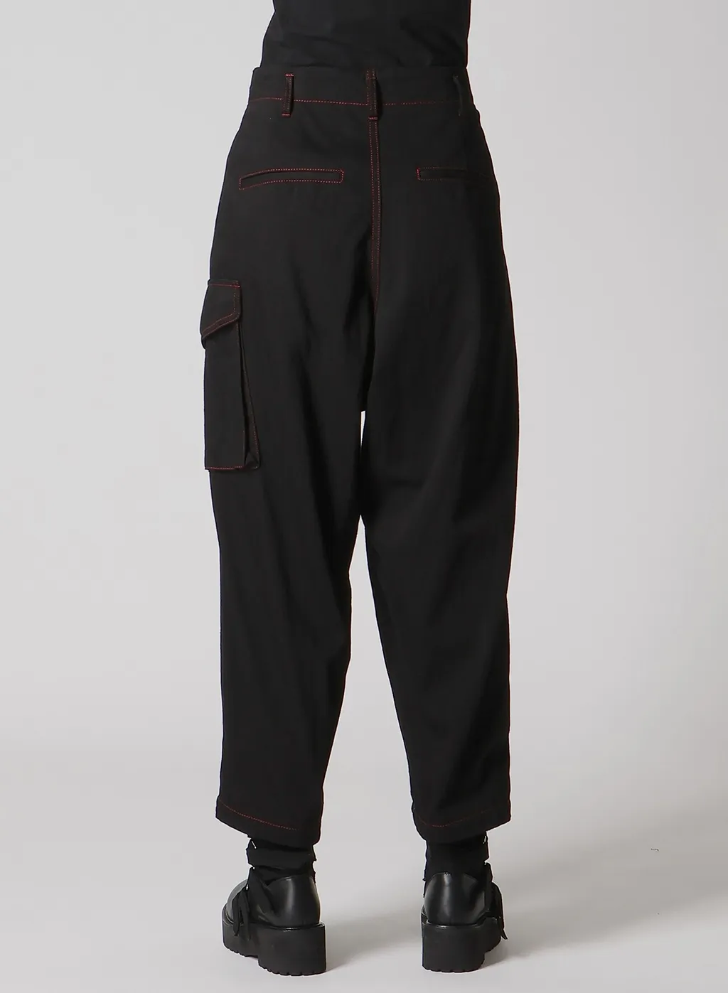 Black Denim Tab Pants