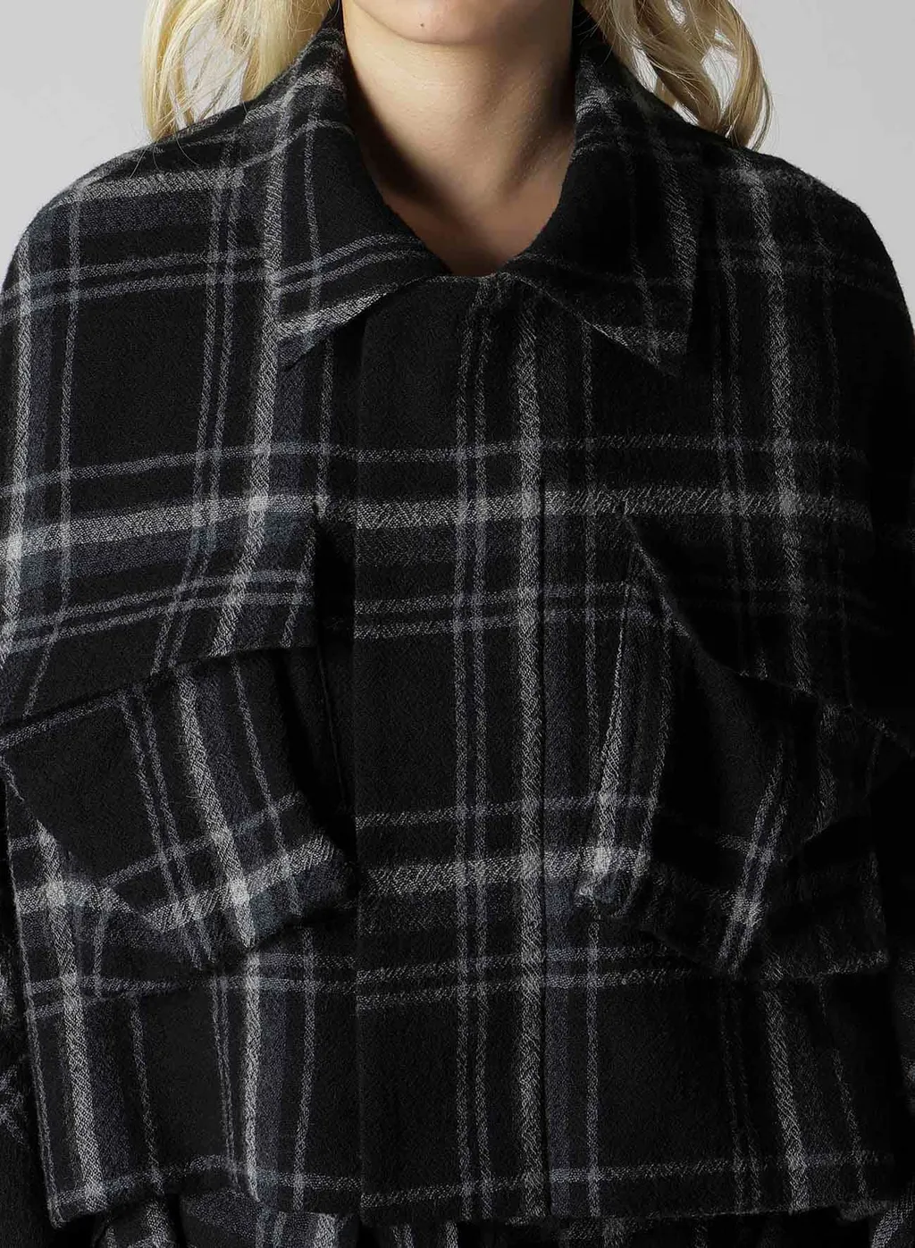 Plaid Pattern Flap Pocket Jacket