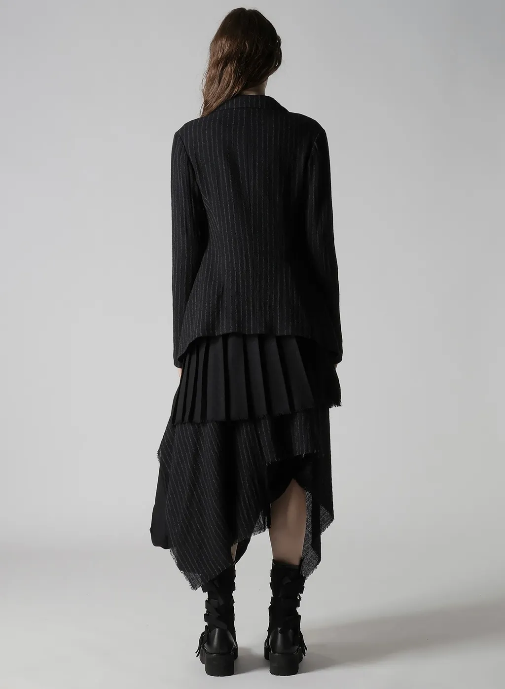 Stripe Gauze Pleats Designed Jacket