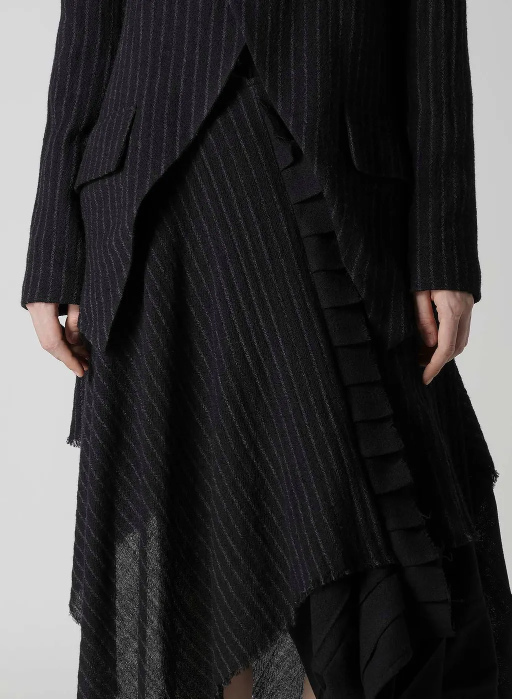 Stripe Gauze Pleats Designed Jacket