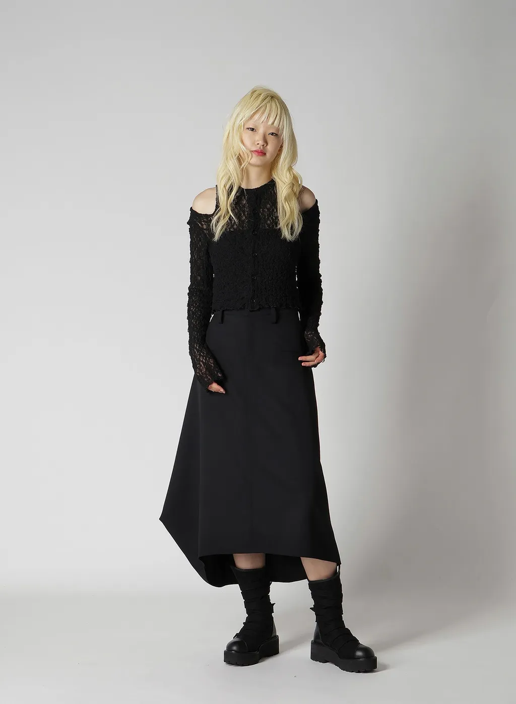 Flower Shirring Slit Cardigan