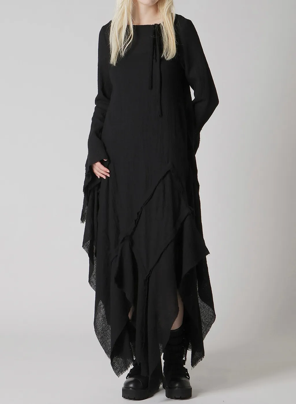 Wool Gauze Frilled Dress