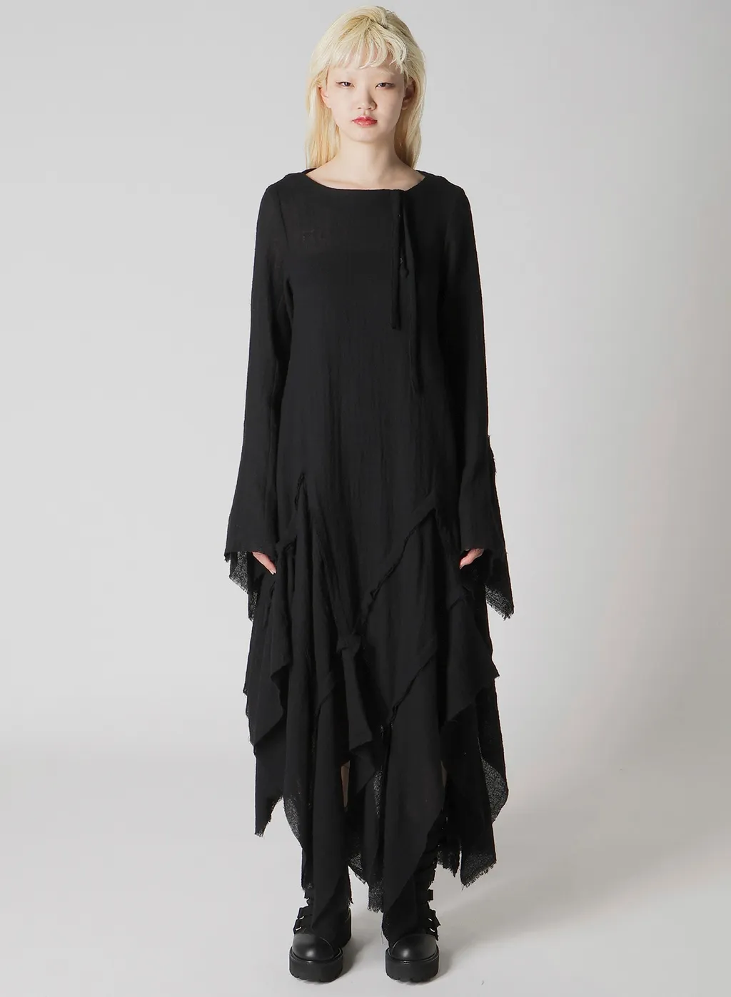 Wool Gauze Frilled Dress