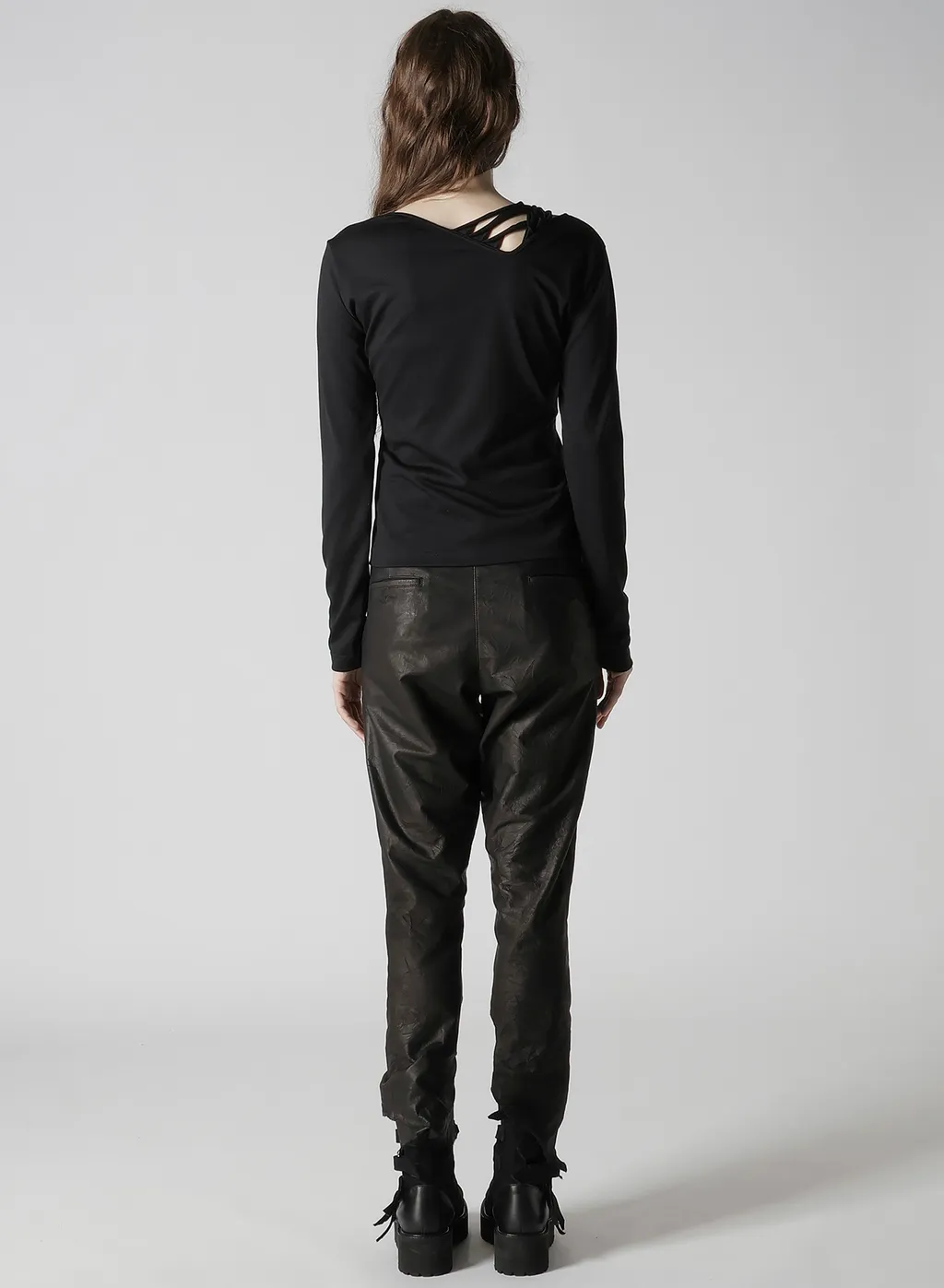 Plain Stitch Slit Cross T-Shirt