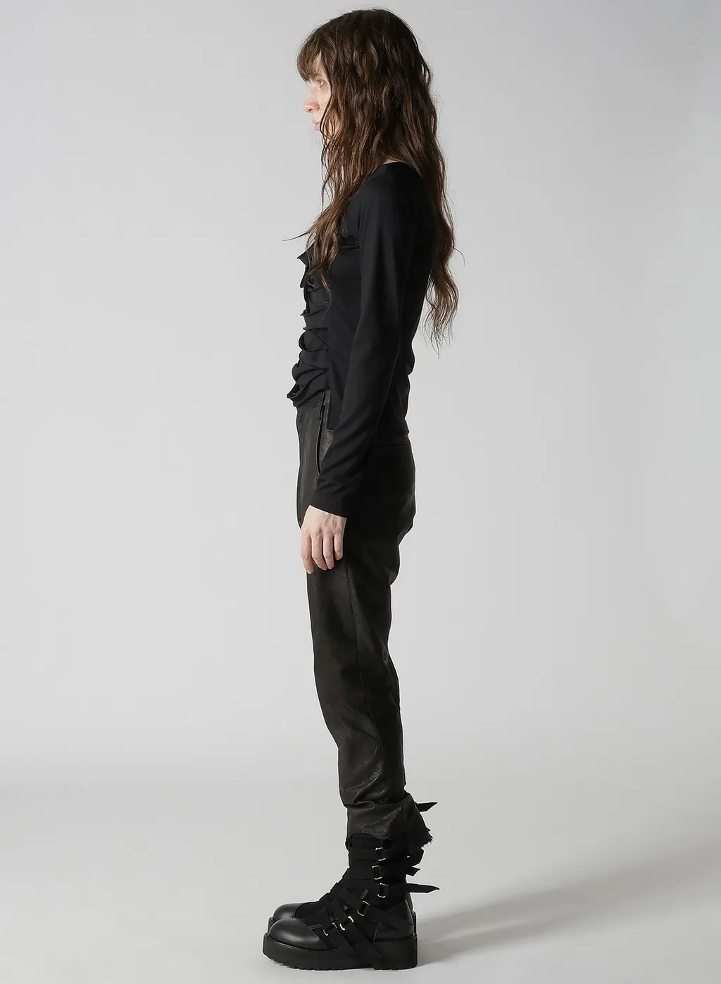 Plain Stitch Slit Cross T-Shirt