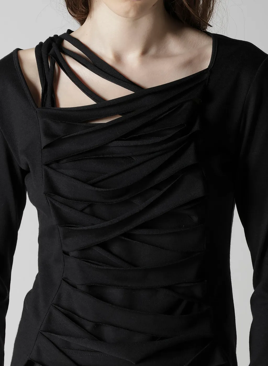 Plain Stitch Slit Cross T-Shirt