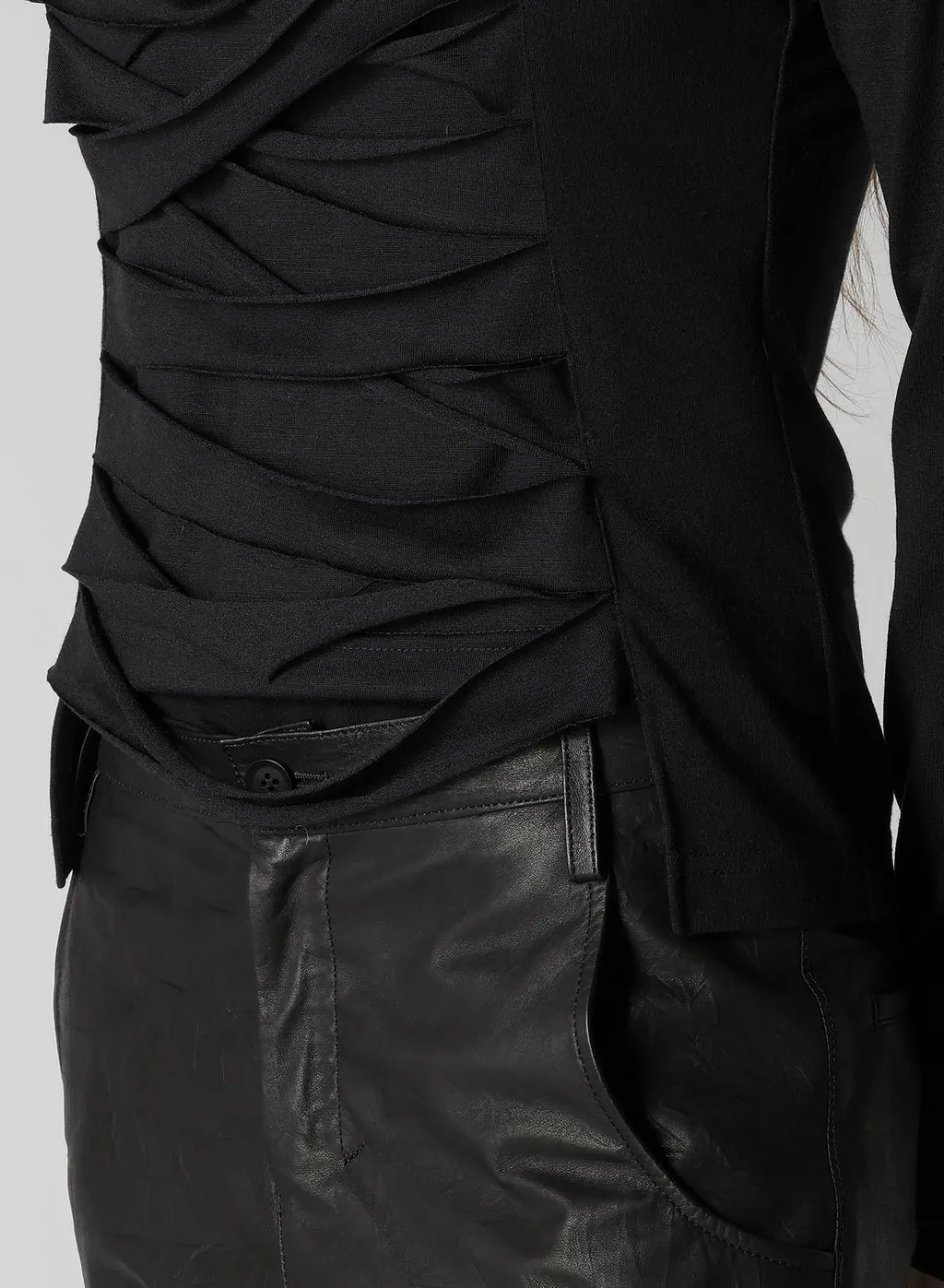 Plain Stitch Slit Cross T-Shirt