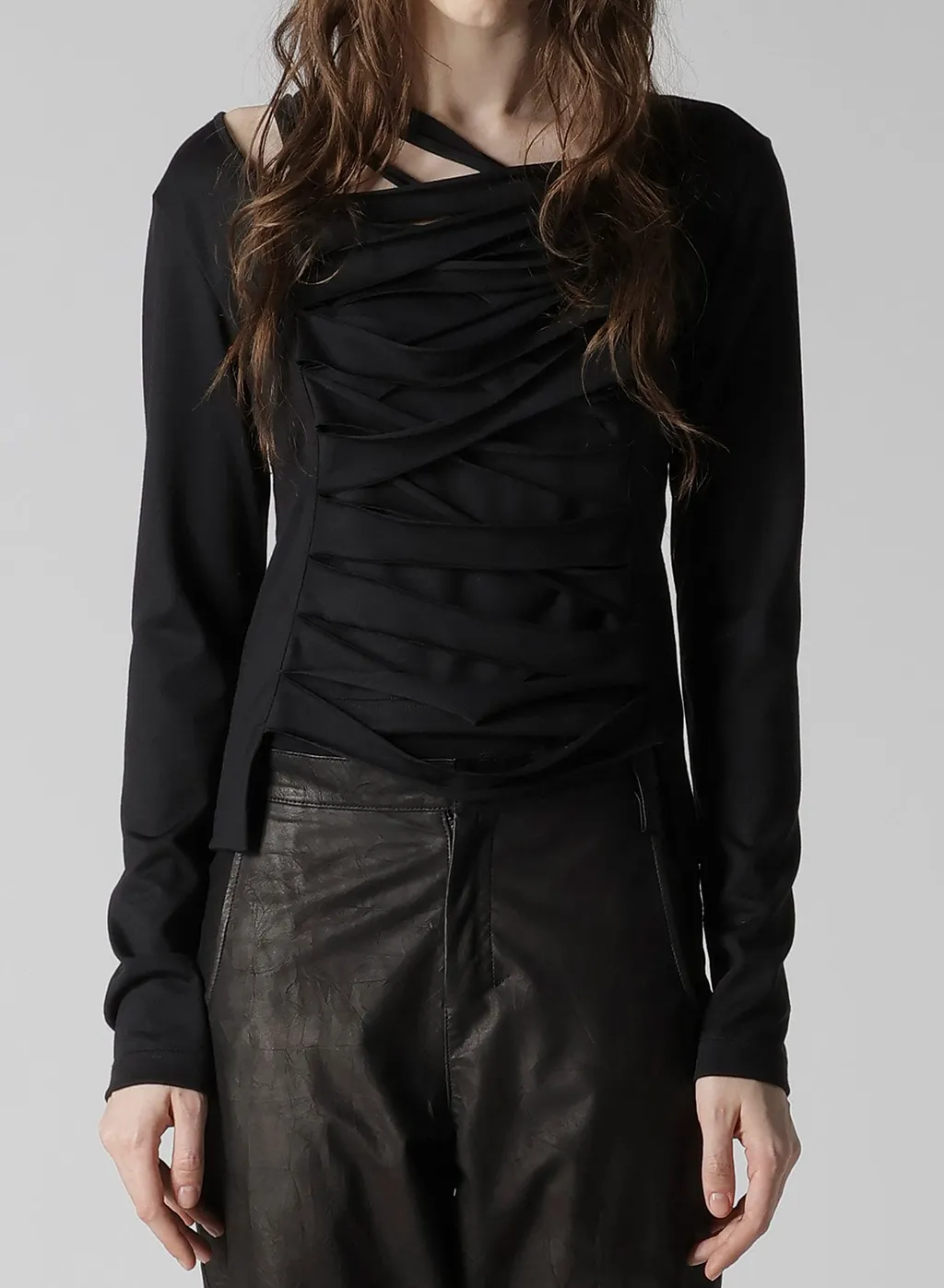 Plain Stitch Slit Cross T-Shirt
