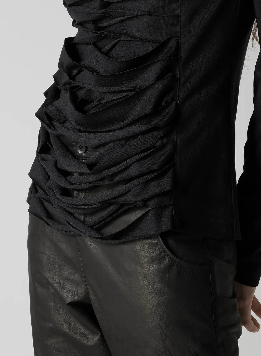 Plain Stitch Slit Cross Long T-Shirt